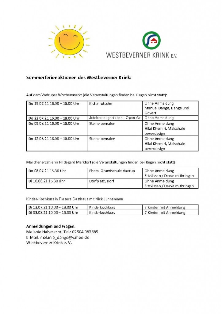 2021-06-22 Sommerferienaktionen des Westbeverner Krink